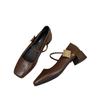 French Black Thick Heel Mary Jane Single Shoes Women'S Shoes Spring Medium And High Heel Square Head Evening Shoes