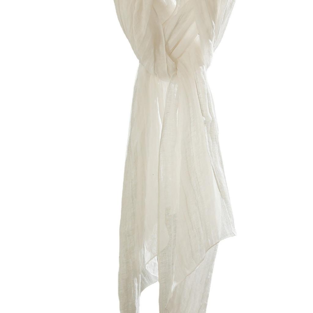 Super Long 240Cm Solid Color Linen Scarf, Retro Literary And Versatile