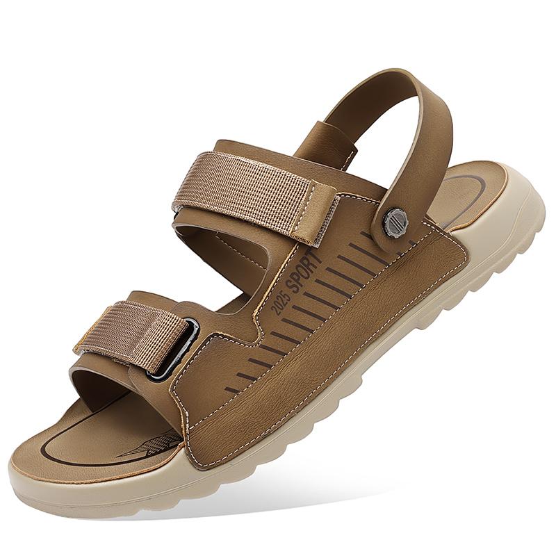 Fashion New Summer Breathable Cool Outdoors Non-slip Men Leather Shoes Trend Minimal Design Adult Soft Sole Shoes Comfort Beach Sandals