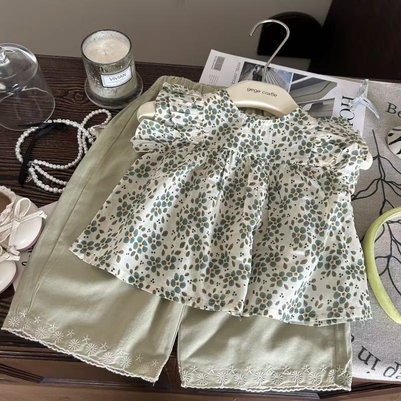 Summer Girls Floral Two Piece Set Korean Mori Girl Casual Outfit