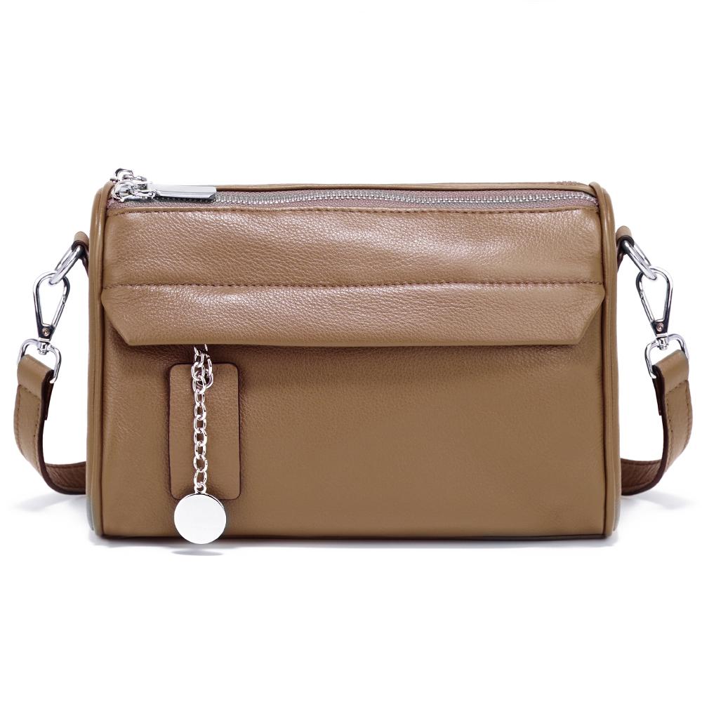 Zency мягкая кожаная повседневная сумка через плечо для женщин с двумя карманами на молнии маленькая летняя сумка через плечо