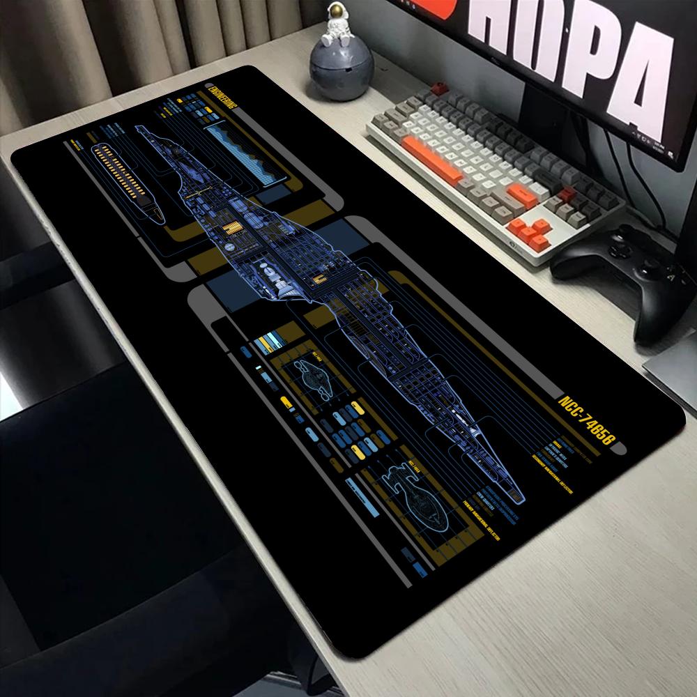 Large Starship Blueprint Pad Desk Pad Mouse Pad Gamer Computer Cabinet Star Trek Game Office Accessories Keyboard Anime Extended