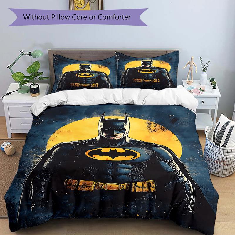 3pcs Batman Moonlight Bedding Set, Soft Polyester Duvet Cover and Pillowcases Machine Washable Seasons all suitable & Guest Room Decor265
