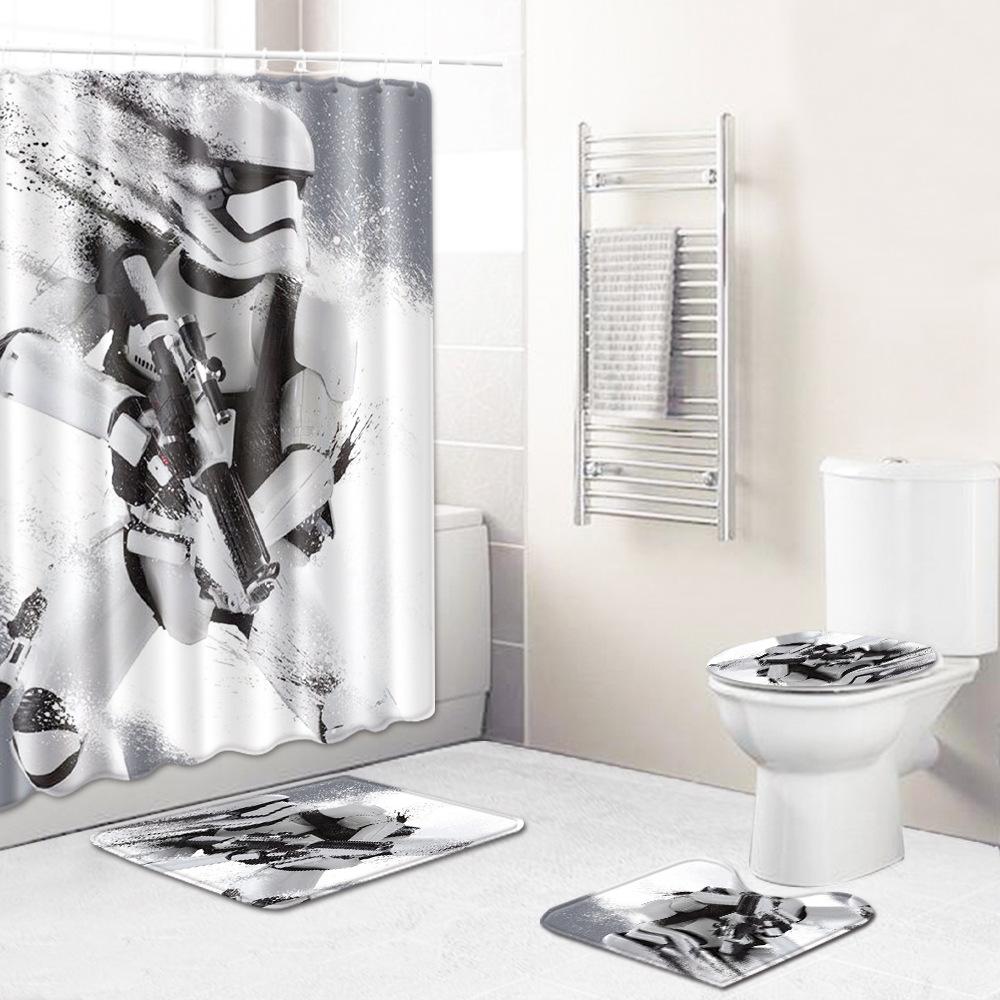 Экзотическая занавеска для душа, коврик для пола в ванной, крышка для унитаза, коврик для ног, узор из четырех частей