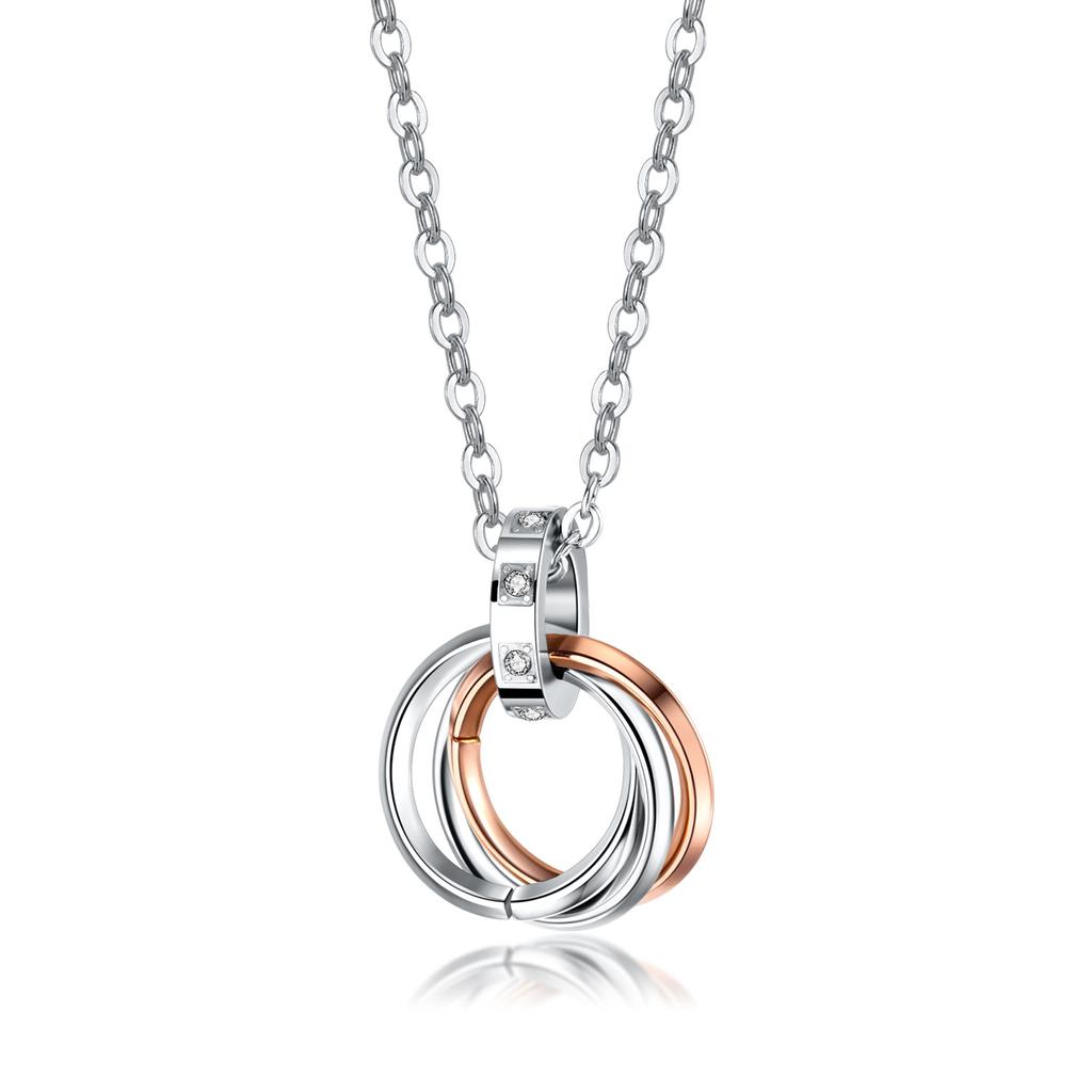 Cross Border Supply Three Ring Pendants Titanium Steel Interlocking Necklaces Men's Sweater Chains Couples' Stainless Steel Jewelry