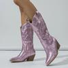Дизайнерская вышивка, ботфорты до колена, женские, ручная работа, ковбойские ботильоны в западном стиле, женская обувь, уличная, на низком каблуке, обувь, zapatos de mujer