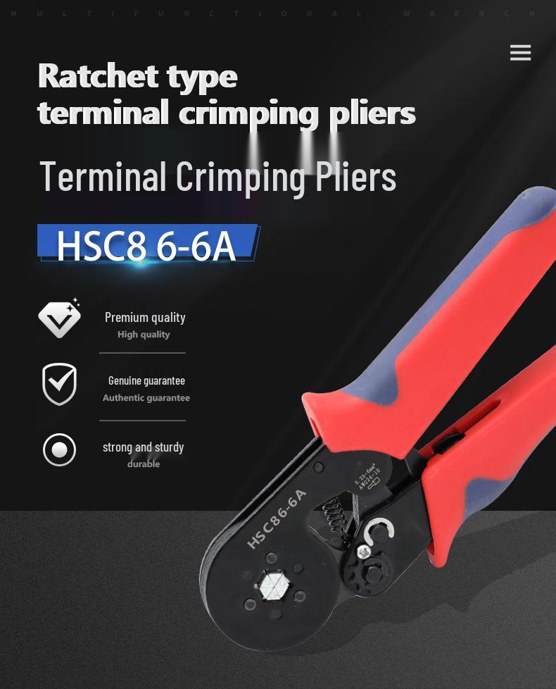 Hexagonal Mini Ratchet Crimping Pliers Set HSC8 6-6 for European Terminals