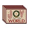 New Christmas Imitation Linen Texture Rectangular Placemat - Festive Table Mat Decoration