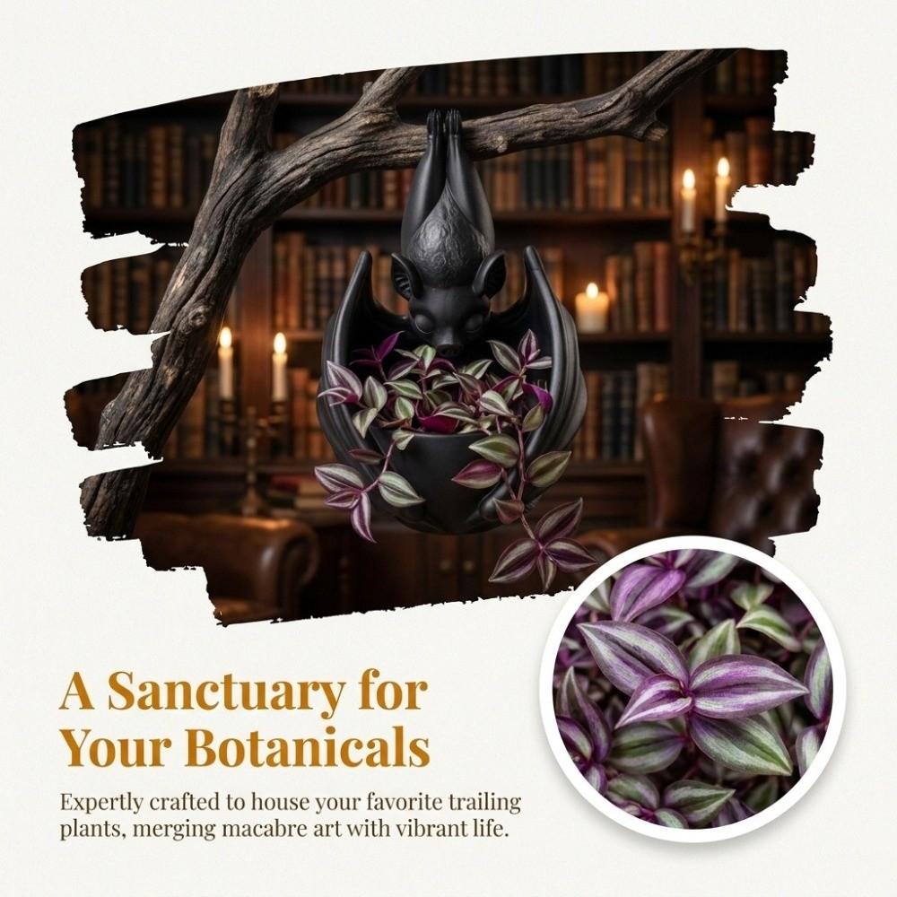 Bat Shaped Bat Hanging Planter Gothic Style Bat Wing Flowerpot Halloween Decor