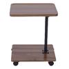 Sofa Side Table Metal Solid Wood Modern Minimalist Rolling Couch End Table Supports Height Adjustment for Laptop