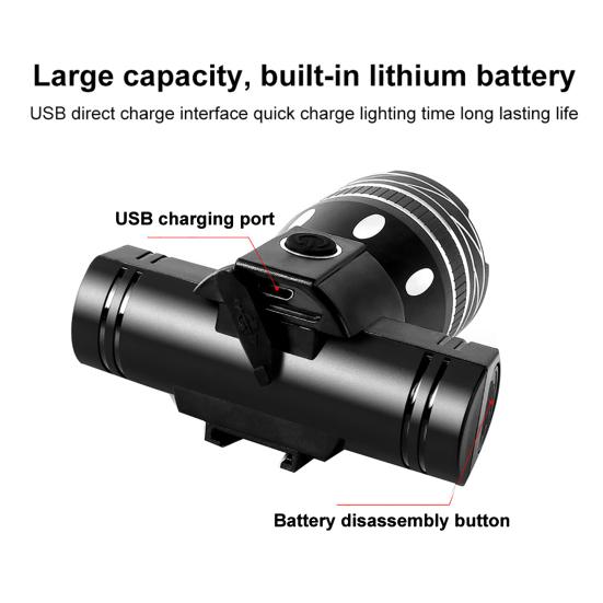 Велосипедная фара Алюминиевый сплав Водонепроницаемая Зум USB Перезаряжаемая Режимы Регулируемая МТБ Дорожный Горный велосипед Ночная езда Светодиодная передняя лампа