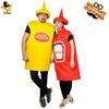 Halloween Adult Men's and Women's Couple Costume with Mustard and Ketchup Theme Adult Funny Cosplay Stage Costumes