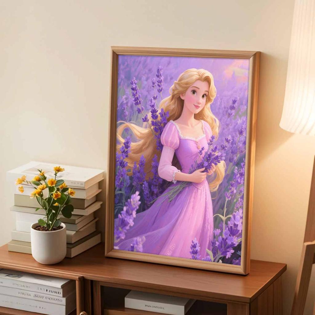 Алмазная мозаика Красочная алмазная живопись Лаванда и принцесса Полная круглая вышивка Мультяшные креативные хобби Настенный декор