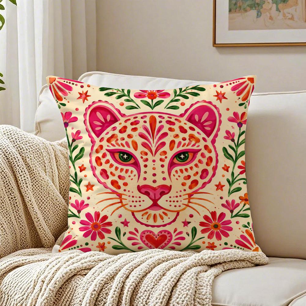Nordic Boho Sun Leopard Palm Pillow Case Breathable Organic Short Plush Cushion Covers WrinkleResistant Soft Durable