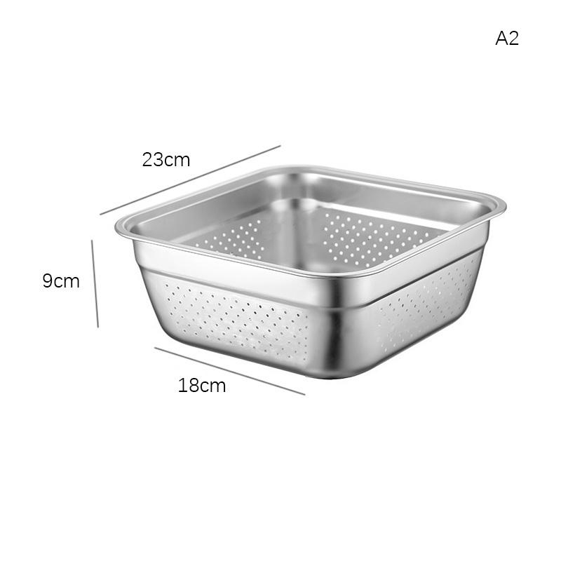 Корзина для слива овощей из нержавеющей стали, органайзер для хранения фруктов, квадратная миска для еды, поднос, кухонные принадлежности