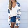 Женская модная свободная повседневная куртка-кардиган средней длины с длинными рукавами и принтом, топ
