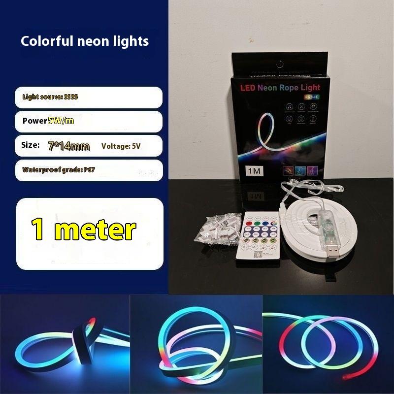 5V Rgbic Neon Led Strip Lights Neon Rope Light With Music Sync Diy Rgbic Dreamcolor Chasing Strip Tape For Home Decor Lighting