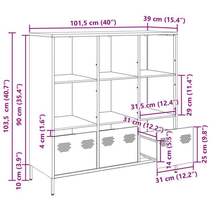VidaXL Highboard Anthracite 101,5x39x103,5 Cm Steel, Bookcase, Modern Bookcase, Bookshelf, Shelf 851390