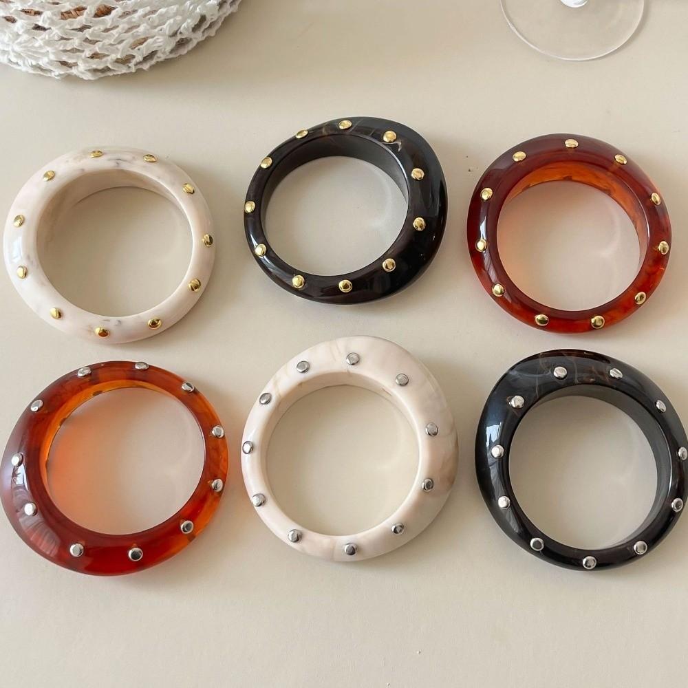 Fashion Irregular Rivet Resin Bracelet Exaggerated Retro Bangle Girls