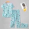 Women Cotton Pajama Set Short Sleeve Top with Capris Pants Sleepwear Set Summer Casual 2 Piece Lounge Set