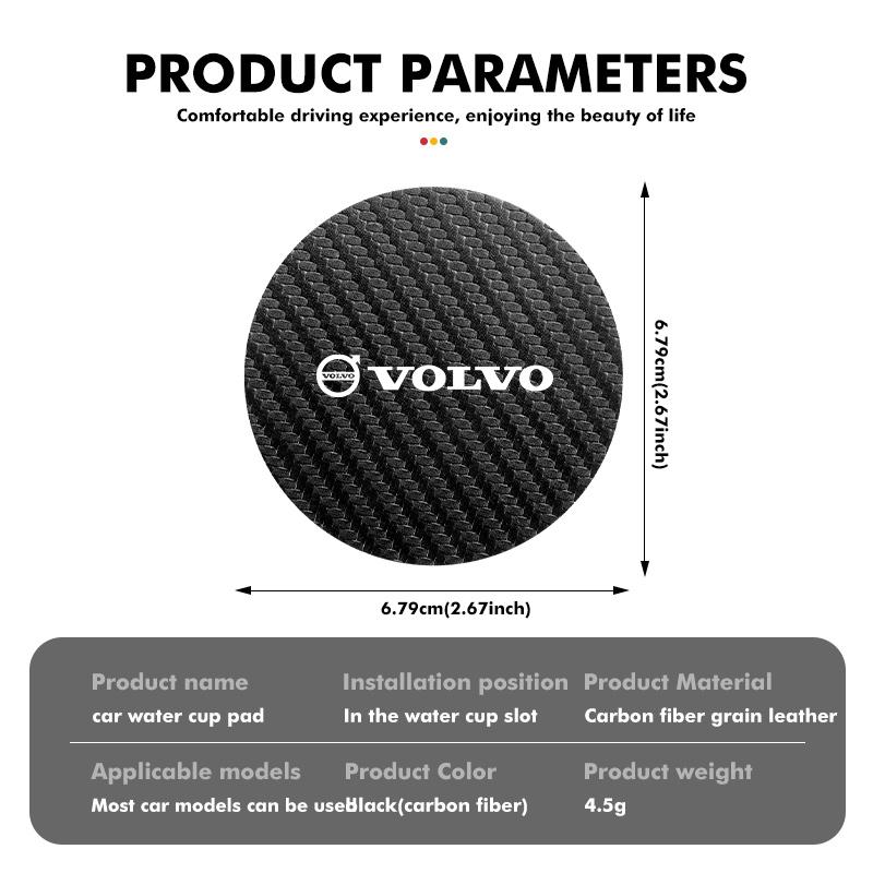 For Volvo 2pcs Suede Car Coaster Water Cup Drink Holder Anti-Slip Pad XC90 V90 V60 XC60 S80 S60 S90 C40 XC40 V70 XC70