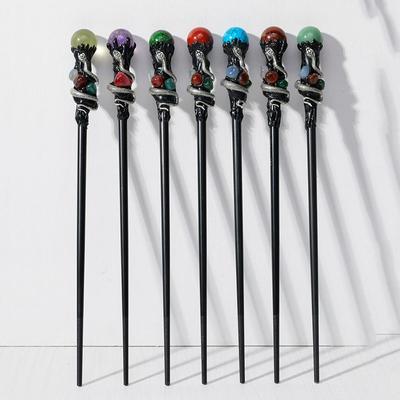 Креативная волшебная палочка из натурального кристалла, ручной работы, скипетр с шаром из натурального кристалла, портативный реквизит для Хэллоуина, волшебная трость, косплей