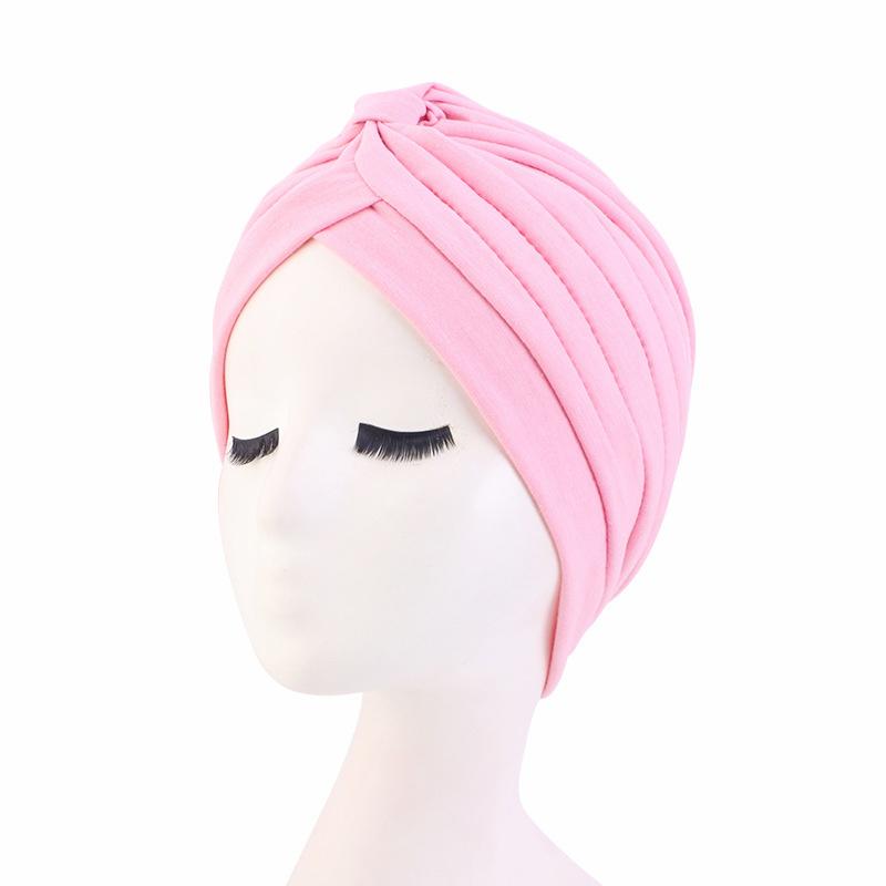 Indian Muslim Women Turban Jersey Hijab Bonnet Pleated Cap Hair Loss Hat Islamic Under Scarf Head Wrap Chemo Caps Beanies Cover