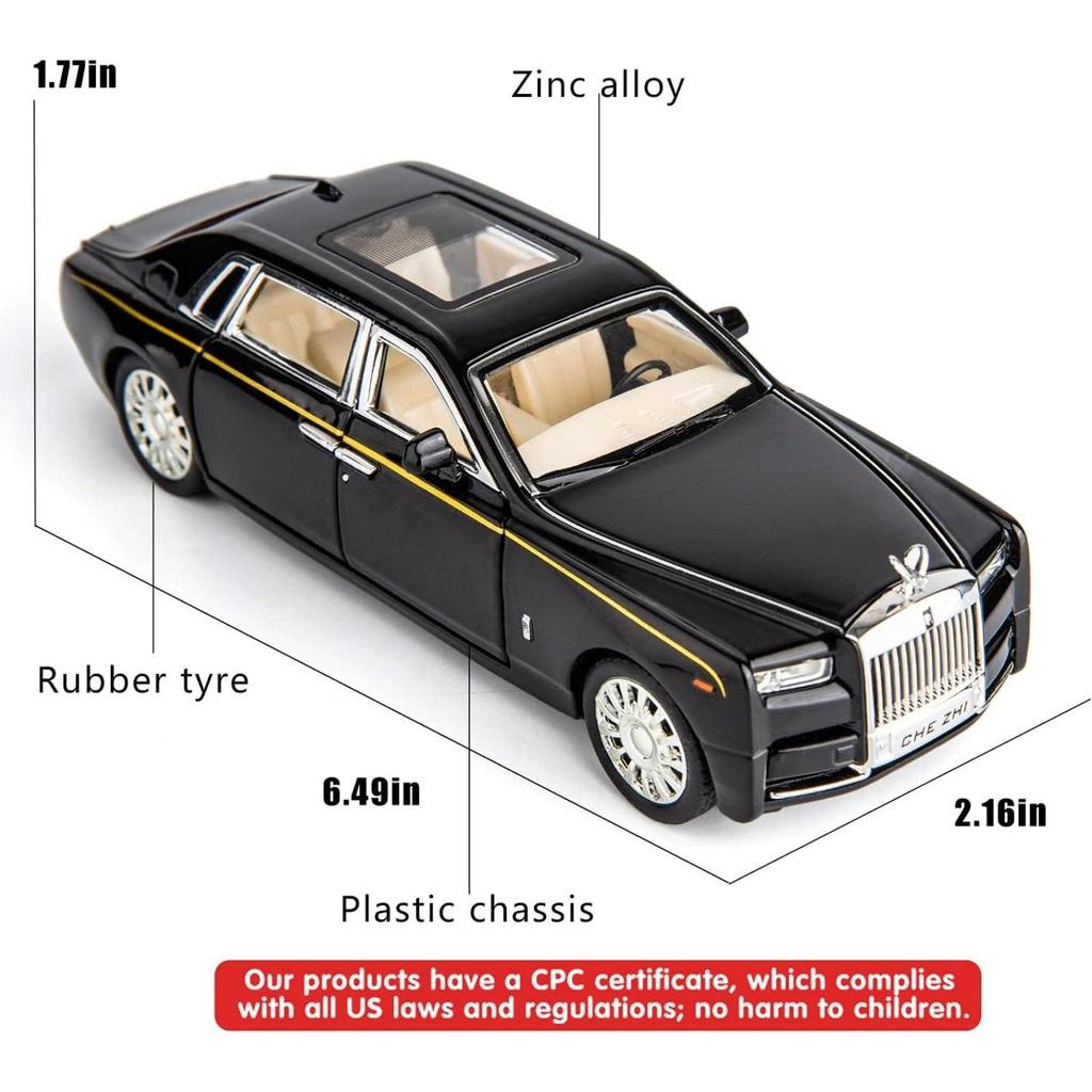 1/32 масштабная модель автомобиля Rolls-Royce Phantom, игрушечный автомобиль из цинкового сплава со звуком и светом для детей, подарок для мальчиков и девочек