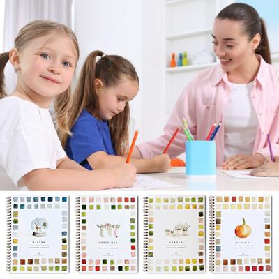 Рабочая тетрадь по акварели для начинающих, 12 цветов, набор акварельных красок, сад, Рождество, осень, зима, акварельная книга для детей, взрослых, подростков