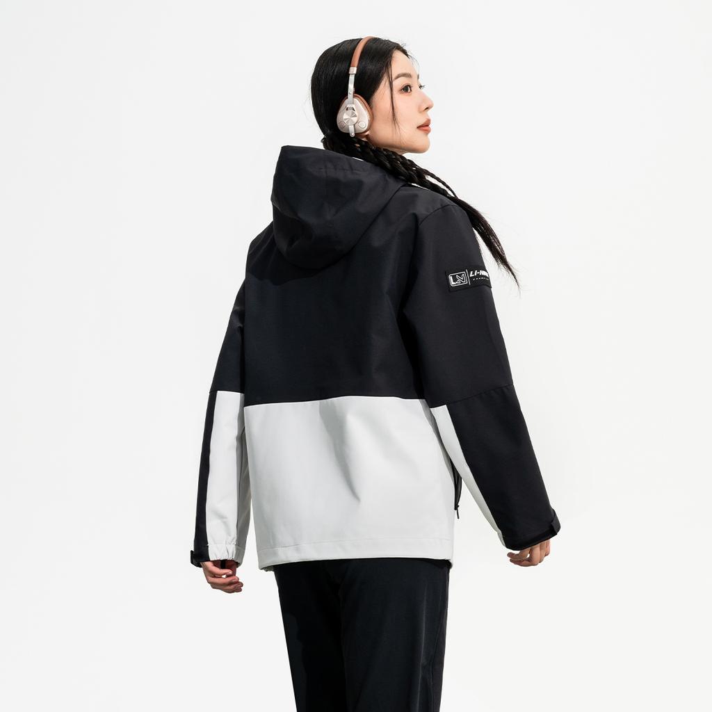 Li Ning Sports Casual Loose Simple Hooded Windbreaker Unisex Upperwear Black Gray AFDUC59-3