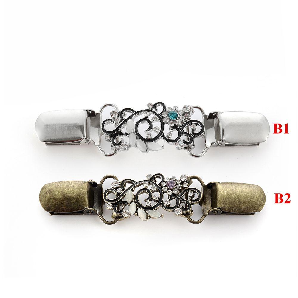 Trendy Winter Retro Crystal Sweater Blouse Pin Duck Clip Clasps Shawl Brooch Cardigan Clip