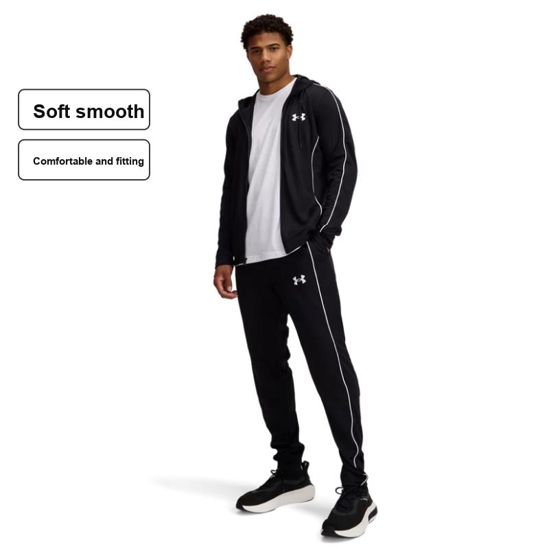 Under Armour Спортивный костюм с логотипом, худи с длинным рукавом, облегающий, удобный, модный, длинные брюки, повседневный спортивный комплект, мужские спортивные костюмы, черный 1390152-001