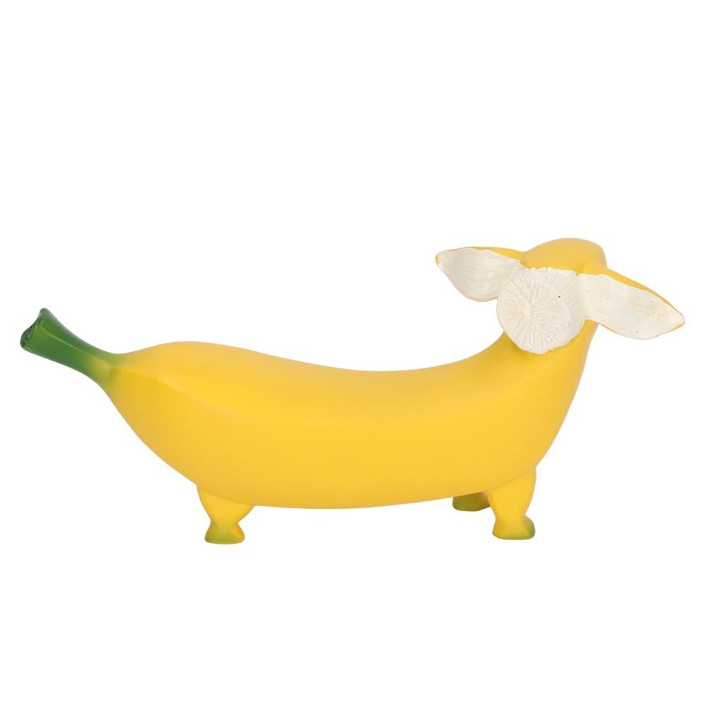 Lightweight Banana Dog Sculpture Resin Resin Dog Ornament Creative Banana Dog Figurine for Garden