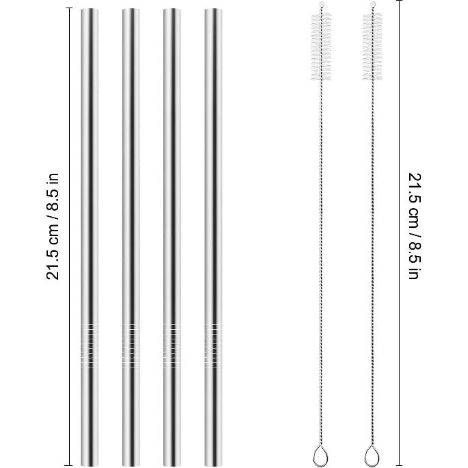 Straws Replacement for Hydrojug Traveler 40 Oz, Reble Metal Straws Compatible With Hydrojug Tumbler, Stainless Steel Straight Drinking Straws, With 2