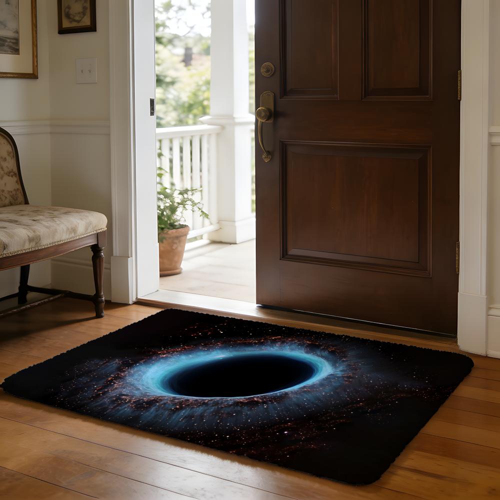 Floor Mat Soft Flannel Rug Non-Slip Absorbent Mat for Bathroom Bedroom Home Decor Cosmic Nebula Star Black Hole