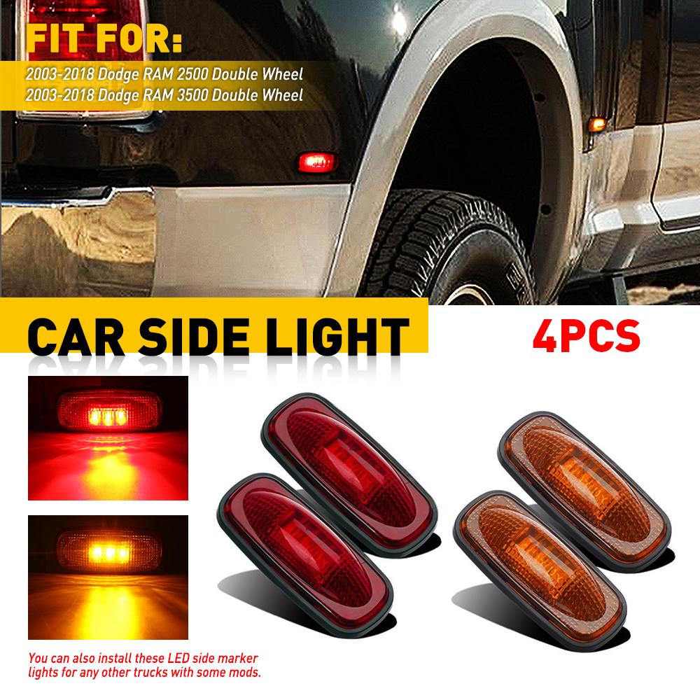 4Pcs Car LED Fender Side Marker Lights Turn Signal For Dodge RAM 2500 3500 Double Wheel 2003-2018 Side Indicator Lamps