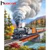 Huacan DIY 5D Full Round Diamond Painting Train Embroidery Cross Craft Stitch Home Decor