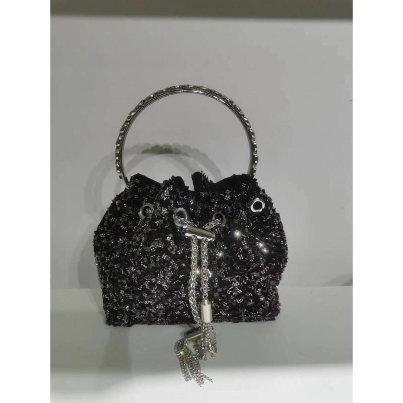 2026 Womens Crystal-Embellished Crossbody Bag Fringe Detail Small Square Shoulder No Top Handle