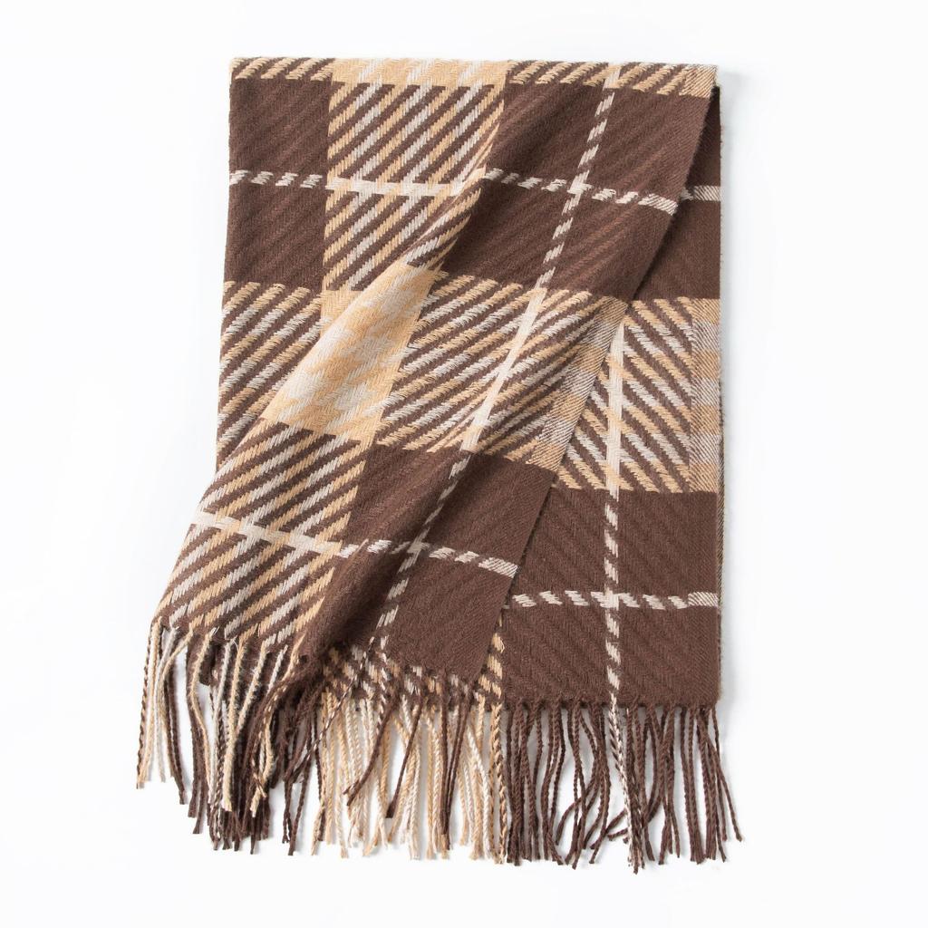 Autumn and Winter Scarf for Women Versatile Korean Style Plaid Warm Simple Couple Women's Scarf Student Men's Cold Proof Shawl In Winter
