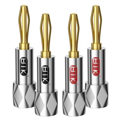 24k Банановый акустический кабель 10AWG 4мм Закрывающийся для и Усилителей 4 Штуки Позолоченные Штекеры, Разъемы, - 18AWG, Калибр, Красный/Черный, Беспаечный, Винты,