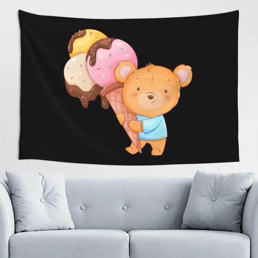 Cartoon Bear Background Cloth Office Living Room Tapestry Home Wall Decoration Tapestry