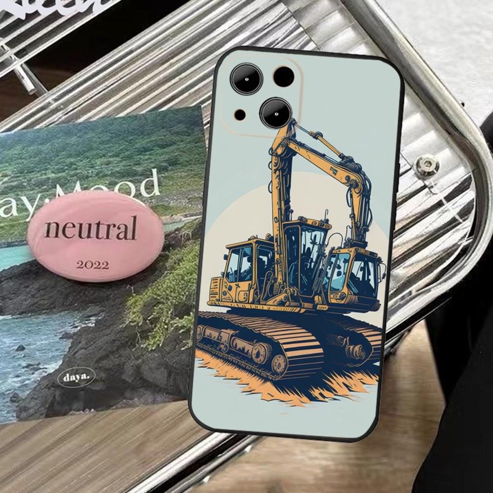 Excavator Car Phone Case Phone Case For Apple iPhone 15,14,13,12,11,XS,XR,X,8,7,Pro,Max,Plus,mini Silicone Black Cover