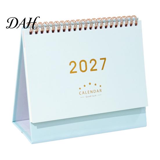 Decorative Desk Organizer 2027 Calendar, Standing Flip Desktop Minimalist Gold Foil Cover Academic Year Calendar Monthly Planner, Thick Paper for Note