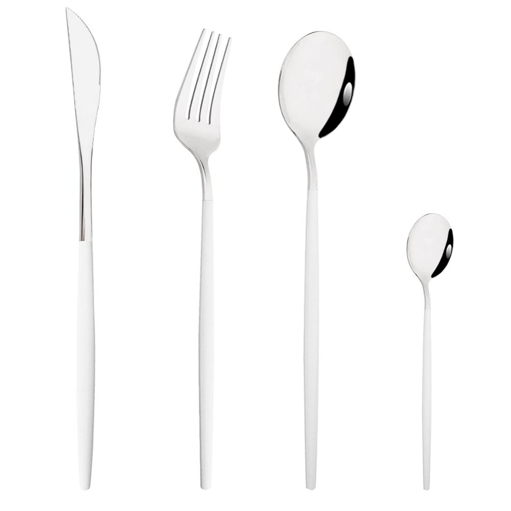 4pcs Gold Dinnerware Set Stainless Steel Tableware Set Knife Fork Spoon Flatware Set Dishwasher Safe Silverware Cutlery Set
