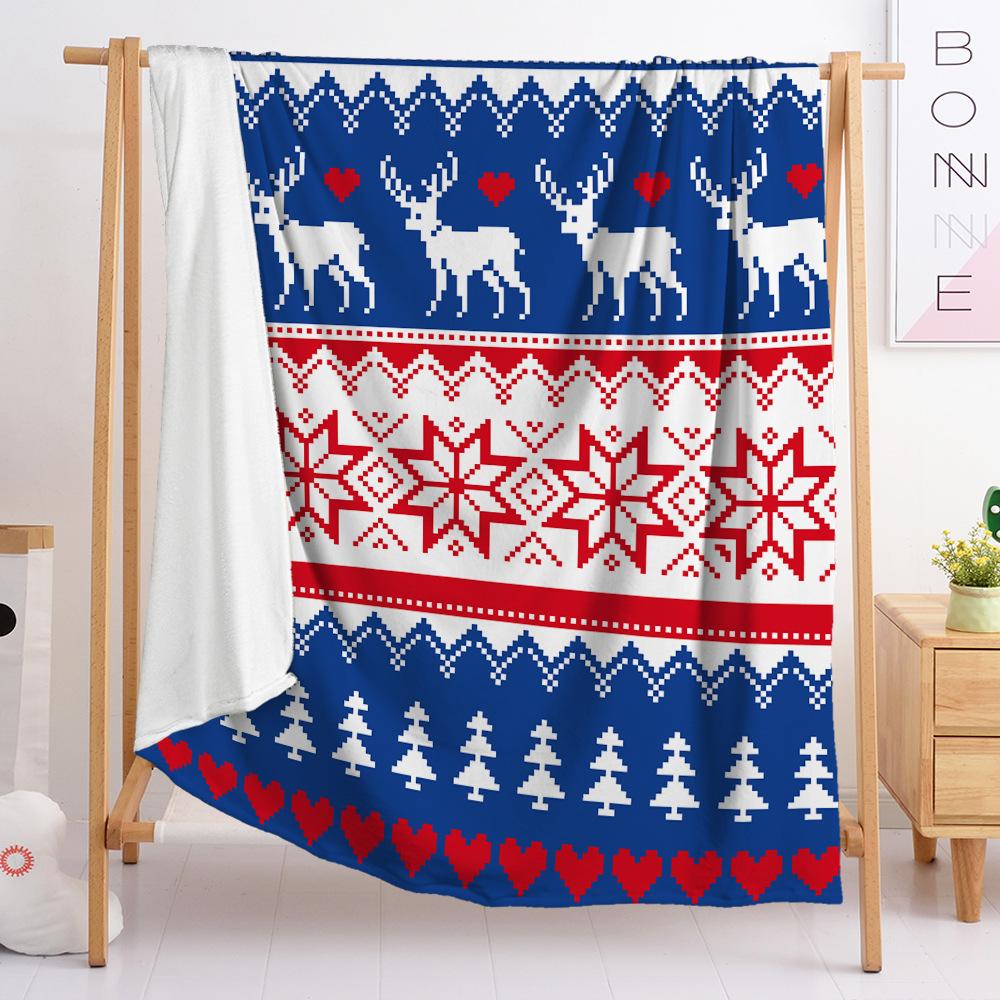 Blanket Small Fresh 3D Digital Printed Blanket Christmas Flannel Blanket Single Layer Blanket