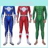 Vibrant Power Rangers Bodysuit Spandex Cosplay Costume For Unisex Kids And Adults