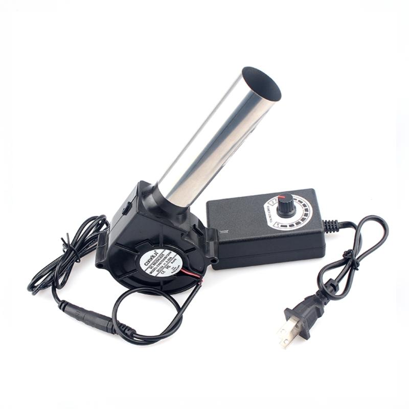 Вентилятор для барбекю с американской вилкой, 12 В, большой поток воздуха, 100-240 В, вентилятор с питанием от переменного тока, контроллер переменной скорости, инструмент для пикника, барбекю