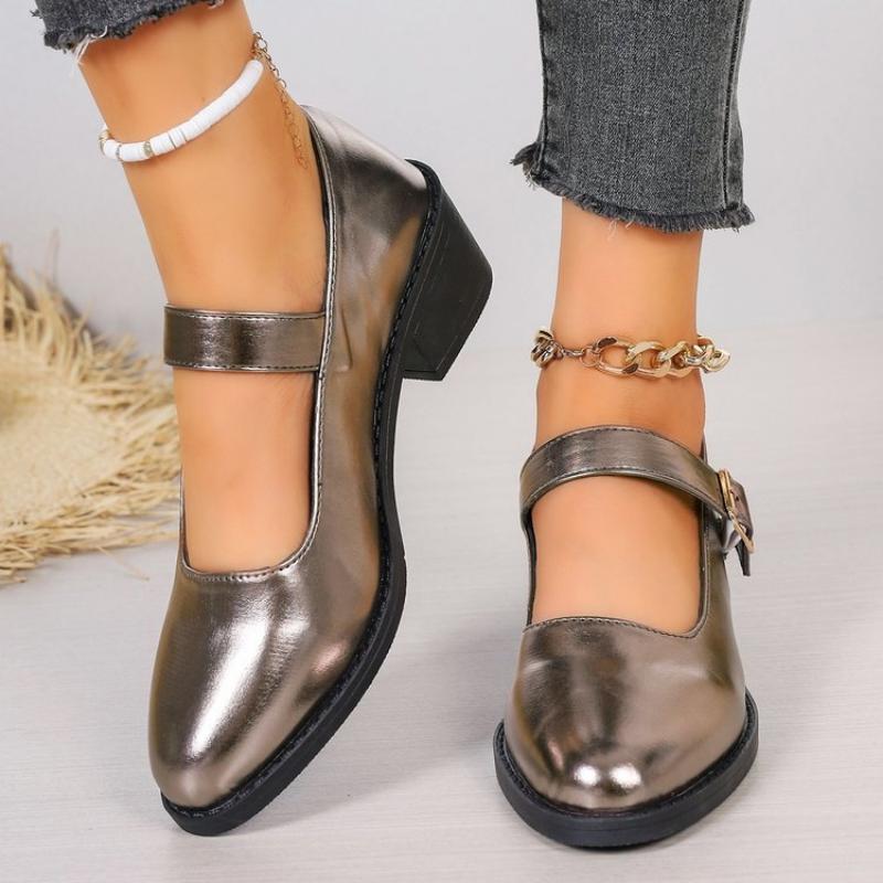 Женская повседневная обувь на высоком каблуке, новые летние туфли на массивном каблуке, дизайнерские элегантные модельные туфли с пряжкой, вечерние туфли-лодочки, Zapatillas Mujer