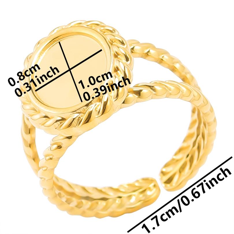 5pcs Retro Stainless Steel Gold Plated Ring Irregular Geometry Bow Ellipse Water Droplet Rings Diy Stone Drill Jewelry No Fading