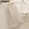 Женская весенне-летняя шикарная нерегулярная плиссированная полуюбка средней длины 2023, простая тонкая юбка на бедрах с высокой талией